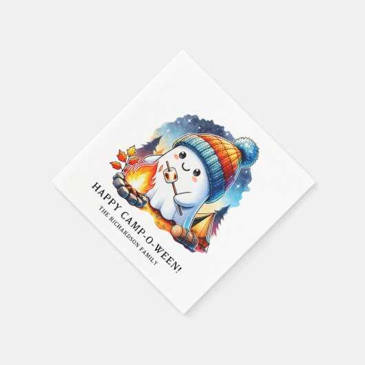 Happy Camp-o-ween Ghost Camping Custom Halloween Serviette (Ecke)