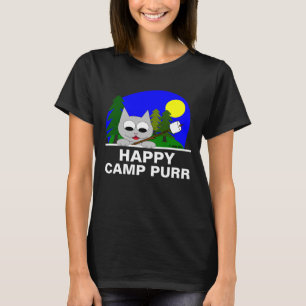 "Happy Camp Purr" Lustiges Camping-Katze T-Shirt