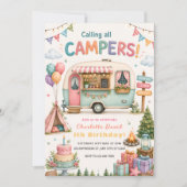 Happy Camper 1. Geburtstag Einladung (Vorderseite)