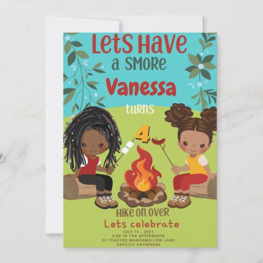 Happy Camper 1 Geburtstag Einladungskarte Einladung (Vorderseite)