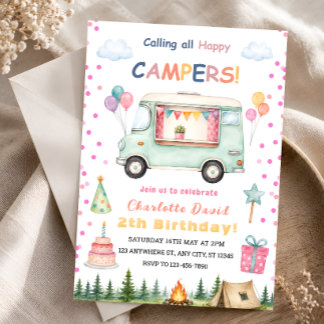 Happy Camper 2. Geburtstag Einladung
