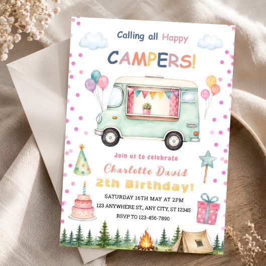 Happy Camper 2. Geburtstag Einladung
