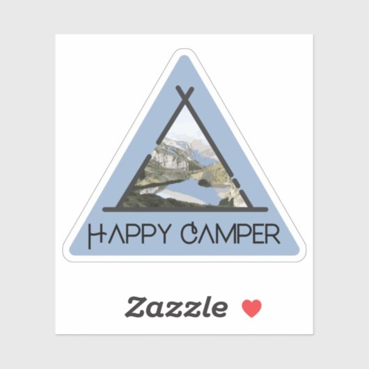 Happy Camper - Aufkleber für den Fluss in den Berg (Blatt)
