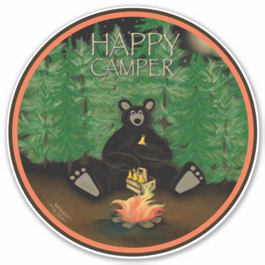 Happy Camper Bear Niedlich Fun Inspirivity Sticker (Vorderseite)