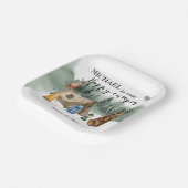 Happy Camper Birthday Forest Bear Pappteller (Gewinkelt)