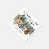 Happy Camper Birthday Forest Bear Serviette (Ecke)