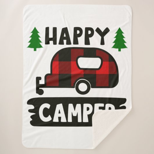 Happy Camper Buffalo Kariert Sherpa Blanket Sherpadecke (Vorderseite)
