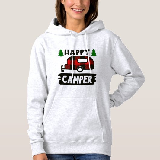 Happy Camper Buffalo Kariert Sweatshirt Hoodie (Vorderseite)