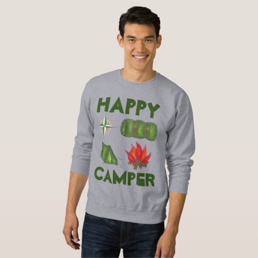 Happy Camper Caming Enthusiast Zelt Kompass Sweatshirt (Vorne ganz)