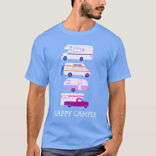 HAPPY CAMPER Campervan vanlife RV Anhänger CUSTOM T-Shirt (Vorderseite)