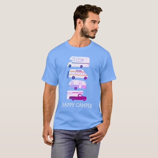 HAPPY CAMPER Campervan vanlife RV Anhänger CUSTOM T-Shirt (Vorne ganz)