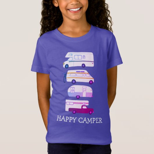 HAPPY CAMPER Campervan vanlife RV Anhänger CUSTOM T-Shirt (Vorderseite)