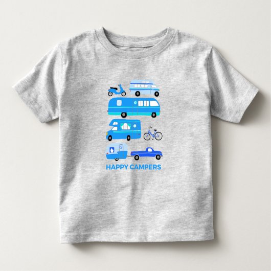 HAPPY CAMPER Campervan Vanlife RV Trailer Blue Kleinkind T-shirt (Vorderseite)