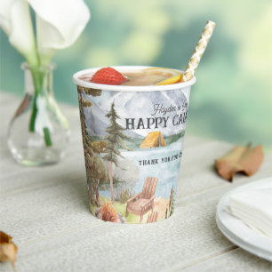 Happy Camper Camping Birthday Paper Cups Pappbecher