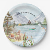 Happy Camper | Camping Birthday Party Pappteller (Vorderseite)