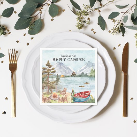 Happy Camper | Camping Birthday Party Serviette