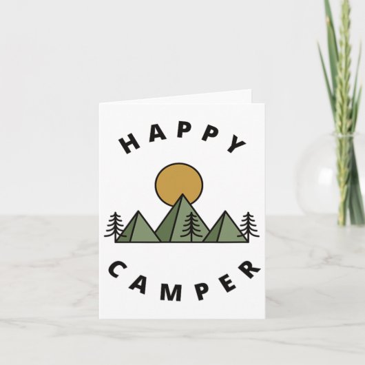 Happy Camper Camping Camp Forest Mountains Minimal Karte (Vorderseite)