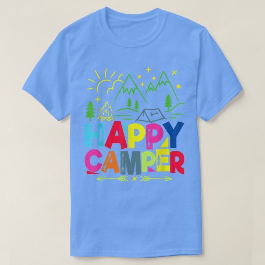 Happy Camper Camping Funny Gift Men Women T-Shirt (Design vorne)