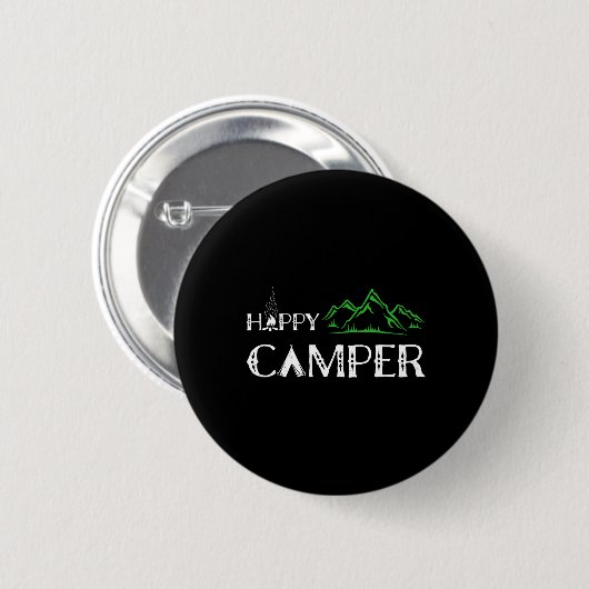 Happy Camper - Camping für Männer Button (Vorne & Hinten)