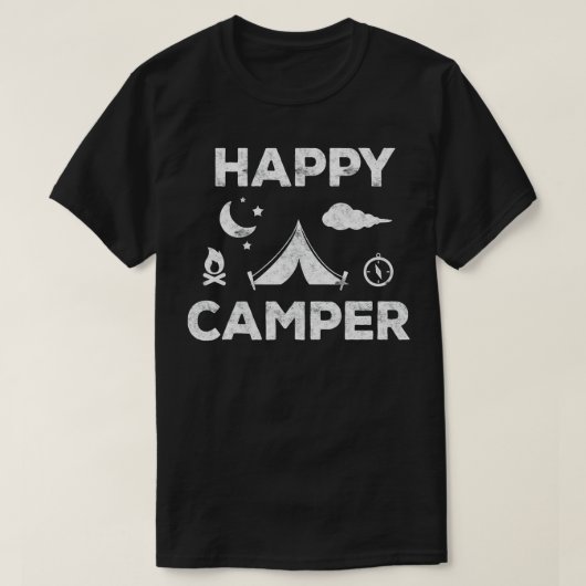 Happy Camper Camping Geschenk T-Shirt (Design vorne)