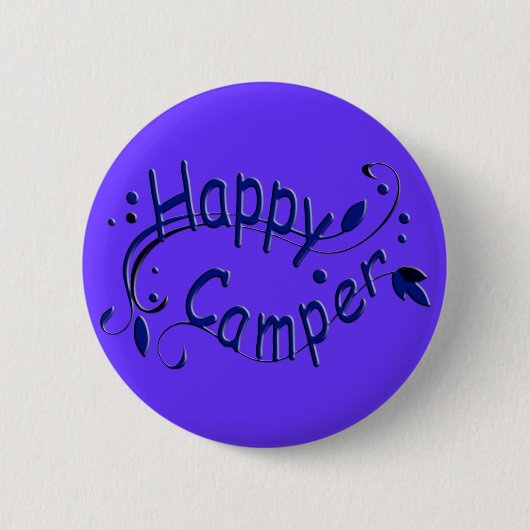 Happy Camper Camping Happy Camper Blauer Knopf Button (Vorderseite)