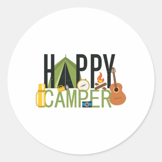 Happy Camper - Camping Lover Design Runder Aufkleber (Vorderseite)