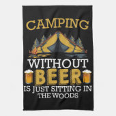 Happy Camper Camping ohne Bier Geschirrtuch (Vertikal)