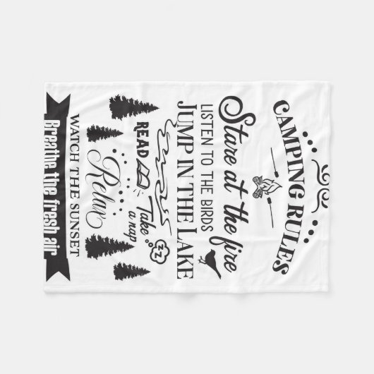 Happy Camper Camping Regeln Fleecedecke (Vorderseite (Horizontal))