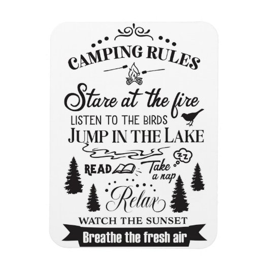 Happy Camper Camping Regeln Magnet (Vertikal)