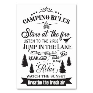 Happy Camper Camping Regeln Tischnummer