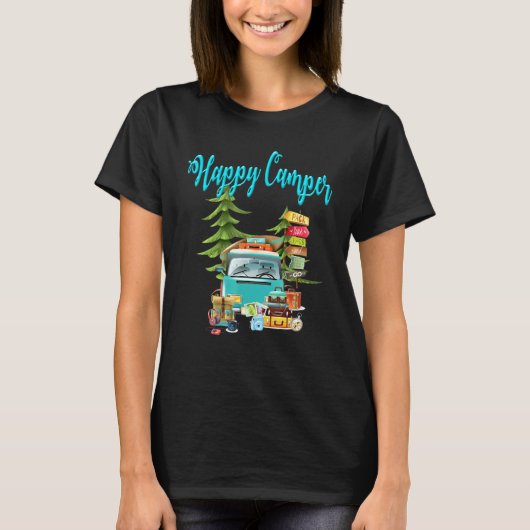 Happy Camper Camping Roadtrip T-Shirt (Vorderseite)