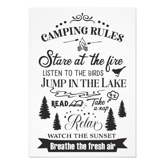 Happy Camper Camping Rules Fotodruck (Vorne)