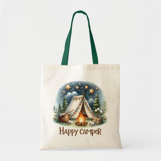 "Happy Camper" Camping Tote Bag Tragetasche (Vorne)