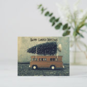 Happy Camper Christmas Bottlebrush Tree Feiertagspostkarte (Stehend Vorderseite)