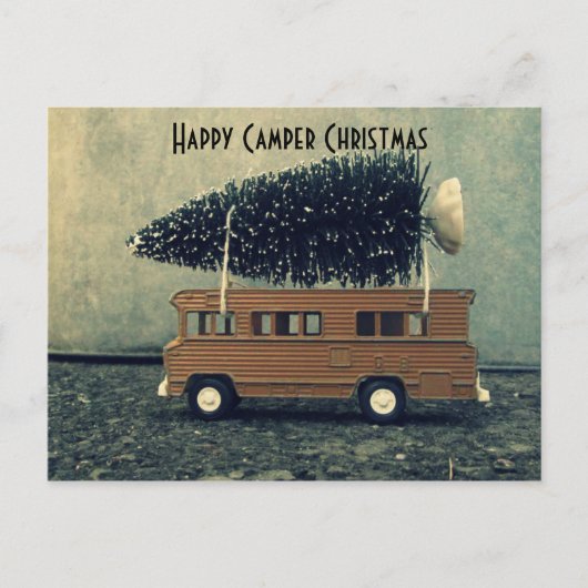 Happy Camper Christmas Bottlebrush Tree Feiertagspostkarte (Vorderseite)