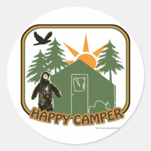 Happy Camper Classic Runder Aufkleber