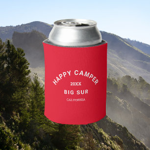 Happy Camper Crest Camping Crew Retro Rot Dosenkühler