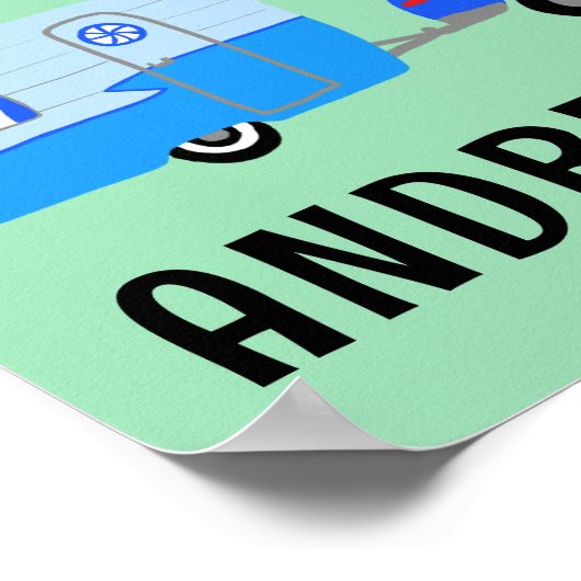 HAPPY CAMPER CUSTOM BABY NAME Campervan RV Vanlife Poster (Ecke)