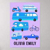 HAPPY CAMPER CUSTOM BABY NAME Campervan RV Vanlife Poster (Vorne)