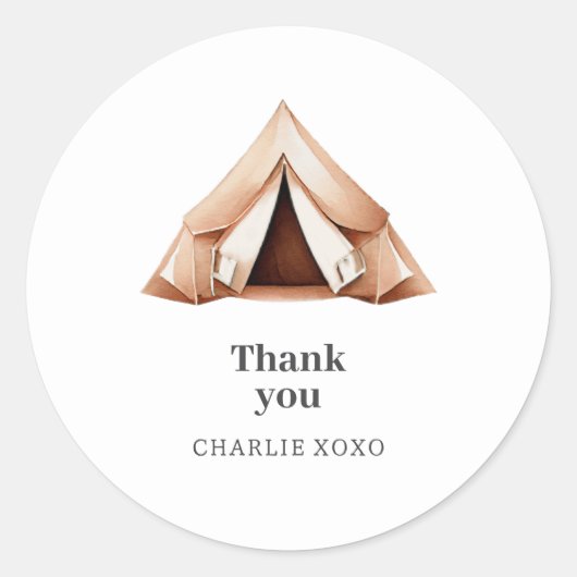 Happy Camper Custom Favor Sticker (Vorderseite)