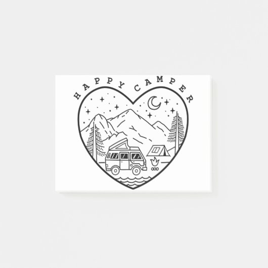 Happy Camper Doodle Post-it Klebezettel (Vorderseite)