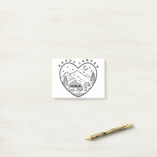 Happy Camper Doodle Post-it Klebezettel (Auf Schreibtisch)