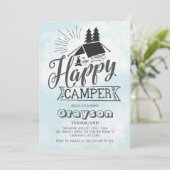 Happy Camper Einladung zum Geburtstag (Stehend Vorderseite)