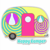 Happy Camper farbenfroher Rv Camper Anhänger Wirbe Aufkleber (Vorderseite)