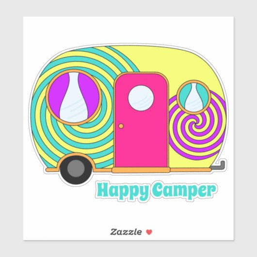 Happy Camper farbenfroher Rv Camper Anhänger Wirbe Aufkleber (Blatt)