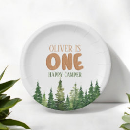 Happy Camper Forest First Birthday Paper Plate Pappteller