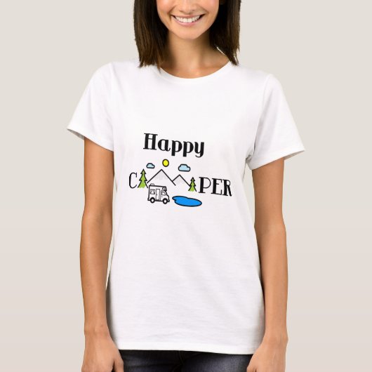 Happy Camper Fun Nature Green Digital ArtT-Shir T-Shirt (Vorderseite)