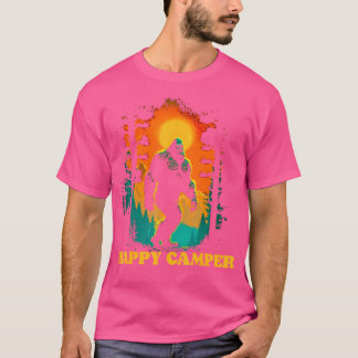 Happy Camper Funny Bigfoot Wandern Sasquatch Retro T-Shirt