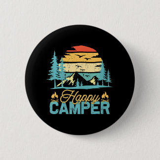 Happy Camper Funny Matching Camping Crew Button