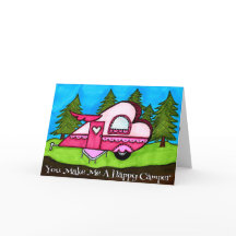 Happy Camper Heart Shaped Camper Valentine Card